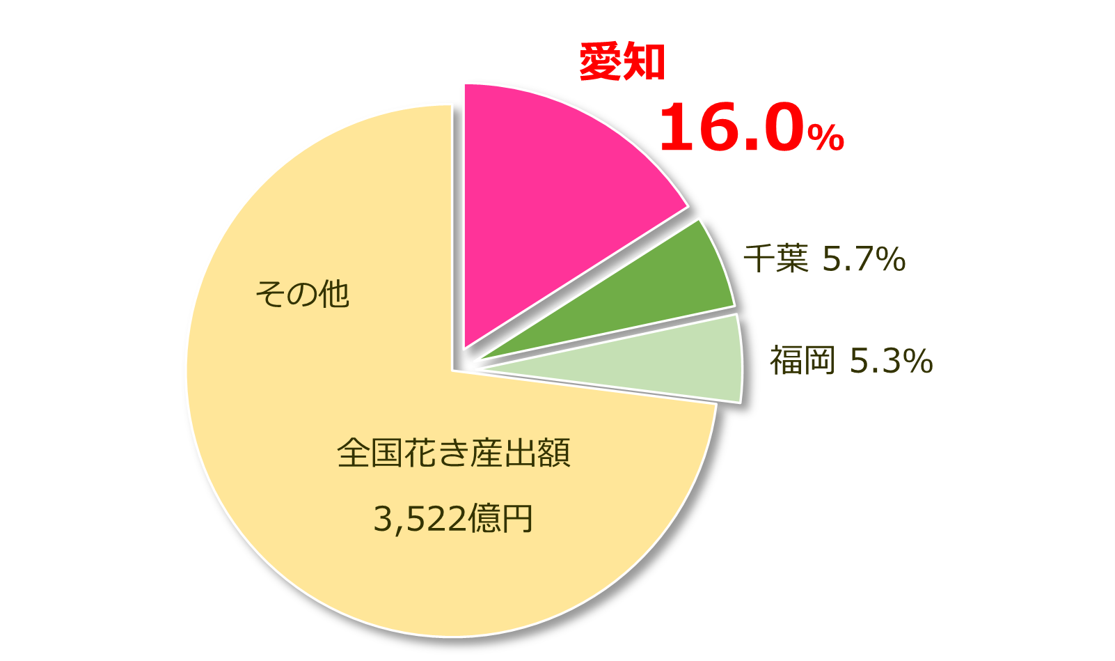 図：令和５年産花きの産出額（出典：生産農業所得統計）